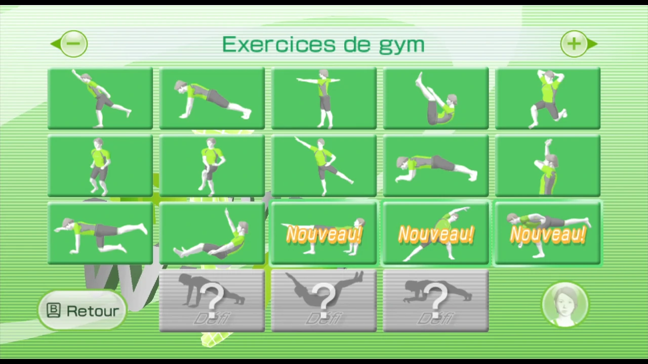 WFP - Gameplay Menus des exercices d'entraînement de Wii Fit Plus 01