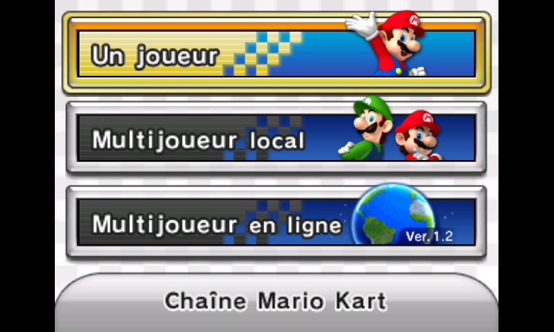 Écran du menu principal MK7 (écran tactile)
