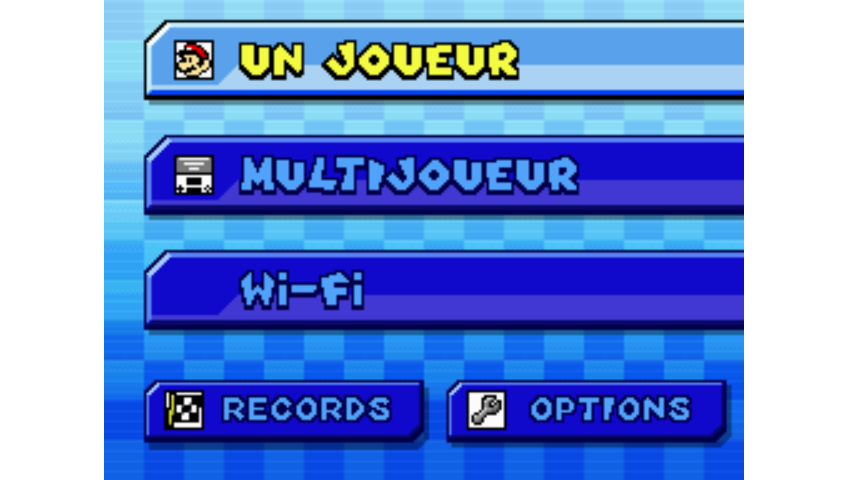 Écran du menu principal MKDS (écran tactile)